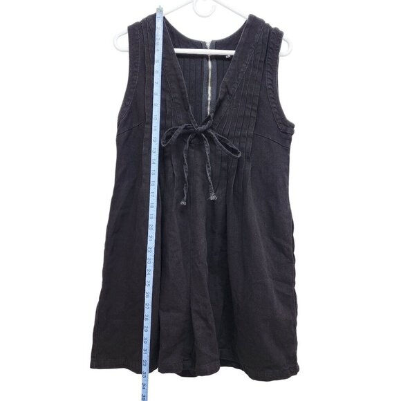 Womens Black Sleeveless Pleated overalls Shorts Tie Front Back Zip Size S - Picture 6 of 12